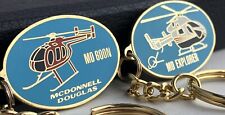 Lot Of 2 Vntg Blue MD 600N, Explorer Helicopter Keychain Aviation Aircraft 1980s picture