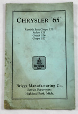 1920's Chrysler Model 65 Parts Catalog - Briggs Body Manufacturing Company picture