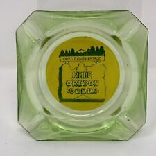 Vintage Keep Oregon Green Advertising Ashtray - Rare Green Glass Version picture