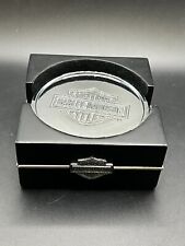 Set of 4 Harley Davidson Motorcycles Metal Chrome Coasters w/Holder 2004 picture
