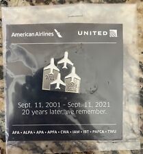 20 Year 20th Anniversary American & United Airlines 9/11 Memorial Pin 9-11-2001 picture