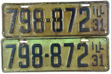 Illinois 1931 Vintage License Plate Set Antique Car Roaring 20's Cave Wall Gift picture