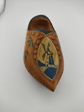 Vintage Dutch Hand Carved Wooden Shoes Clogs Holland Medium Netherlands Windmill picture