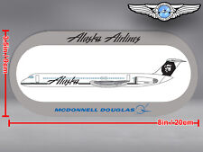 ALASKA AIRLINES ROUNDED RECTANGULAR MCDONNELL DOUGLAS MD80 MD 80 STICKER DECAL picture