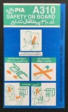PIA Pakistan International Airlines AIRBUS A310 SAFETY CARD widebody airways picture