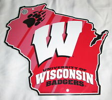 WISCONSIN BADGERS - WISCONSIN STATE SHAPED SIGN #6 - NEW picture