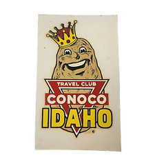 Vintage 1940s Conoco Oil Gas Station Travel Club Decal Idaho Spud picture