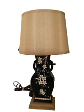 Vintage Handpainted Floral Double Handle Table Lamp Holder picture