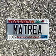 2000 Wisconsin Vanity License Plate Name Personalized Auto Garage MATREA picture
