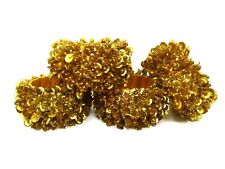 Napkin Rings Gold Sequins Beaded set of 4 fancy party ornated holiday Christmas picture