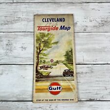 Vtg Map 1966 Cleveland Ohio Tourguide Map Gulf Co City Old Hwy Map Rough Shape picture