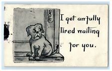 c1920 Puppy Dog Waiting Outside Cafe Comic Humor Funny Postcard picture