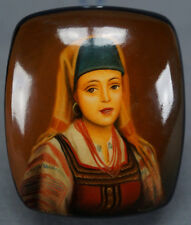 Vintage Fedoskino Russian Lacquer Hand Painted Portrait of a Woman Box picture