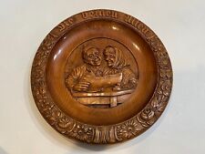 Vintage Swiss Hand Carved Round Wooden Wall Plaques 