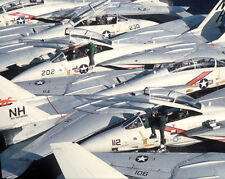 F-14A TOMCATS ON USS ENTERPRISE F-14 8x10 SILVER HALIDE PHOTO PRINT picture