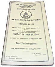 OCTOBER 1965 BALTIMORE & OHIO B&O AKRON CHICAGO DIVISION EMPLOYEE TIMETABLE #83 picture