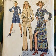 Vintage 70s Simplicity 5398 Dress Or Tunic + Pants Sewing Pattern 12 PETITE CUT picture