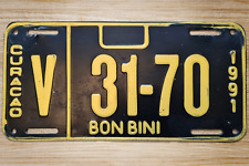 Curacao Island License Plate 1991 Bon Bini picture