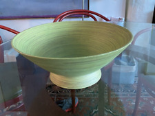 Large Vintage Oggetti Lime Bowl Bamboo Wood Decorative 17.25” dia. and 4.5” tall picture