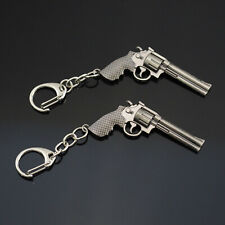 2x PCS Lot - 357 Revolver Pistol Weapon Gun Keyring Keychain Mini Key Ring Chain picture