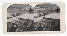 Antique 1913 Starting A Morane-Saulnier G Airplane Aeroplane Stereo Card P327 picture