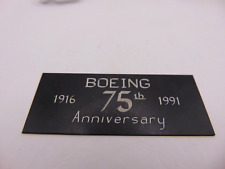 Vintage Boeing Laser Engraved Tag 75th 1991 Tool & Die Shop Laser Engraved picture