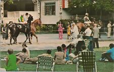 c1960s Saratoga New York horse racetrack horses parade to track postcard B326 picture
