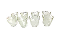 Vintage Set 10 Glass Shades Acid Etched Frosted Chandelier Tulip Scalloped Satin picture