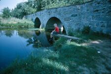 1964 Boy Sitting by Antietam Creek Strites Mill Bridge Maryland Vtg 35mm Slide picture