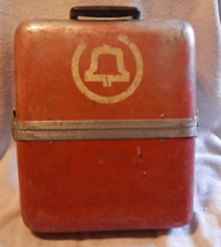 Vintage Red Aluminum Telephone Equipment Canister picture