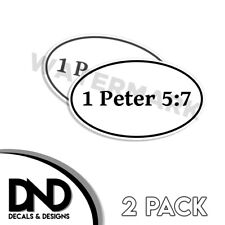1 Peter 5:7 Oval Sticker Christian scripture bible verse decals - 2 Pack 5