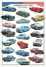AMERICAN CARS OF THE 1950s Automotive History Huge 27x40 Wall Chart POSTER picture