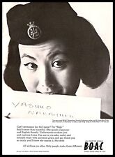 1964 BOAC British Overseas Airways Vintage PRINT AD Japanese Stewardess B&W  picture