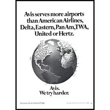 1970 Avis Rent a Car Vintage Print Ad Globe Air Travel Delta Pan Am TWA Wall Art picture
