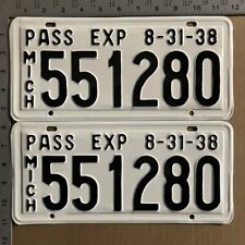 1938 Michigan license plate pair 551 280 YOM DMV SHOW CAR READY P111 picture