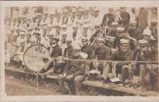 USS ? Nebraska Navy Band,Musical Instruments, Waiting on Benches,RPPC,c1900s picture