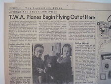 Louisville Times 1958. TWA Begins Flights Out Of Standiford Field Zenith Ad picture