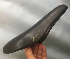 VINTAGE 1970s AVOCET 3 Mens Racing III Black LEATHER SADDLE Made In Italy PATINA picture