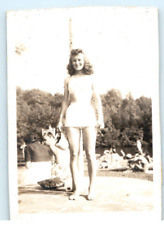 Vintage Photo 1947 Post WW2 Daytona Honeymoon, Wife Bathing Suit Beech 3.5x2.5 picture