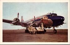 United Air Lines Issue Mainliner 4 Engine Prop Loading Mail Onboard Postcard UNP picture