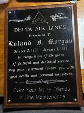 Vintage DELTA Air Lines Aircraft Employee 33+ Years of Service Retirement Plaque picture