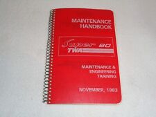 TWA Super 80 Airlines Plane Aviation Jet Rare Original 1983 Maintenance Handbook picture