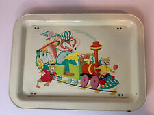 Vintage Child's TV/Breakfast Metal Tray Fox Train Conductor picture