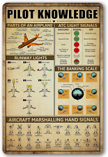 Retro Pilot Knowledge Metal Signs Vintage Airplane Decor for Home Aviation Art W picture