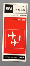 BEA BRITISH EUROPEAN AIRWAYS FRANCE AIRLINE TIMETABLE WINTER 1961/62 NO.5 picture