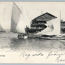 1905 UDB Atlantic City, NY Inlet Yachting Sailboat St Louis Annex Station A194 picture