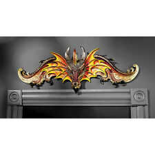Medieval Dragon Arched Wings & Pointed Talons Sculptural Bright Color Pediment picture