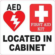 5in x 5in AED and First Aid Kit Located in Cabinet Magnet Magnetic Business Sign picture