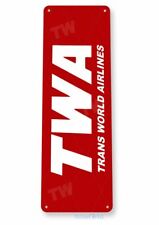 TWA AIRLINES 11 X 4  TIN SIGN AVIATION AIRPLANE AIRCRAFT RETRO LAX LAGUARDIA  picture
