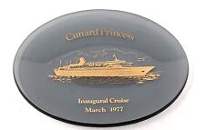 1977 CUNARD PRINCESS Inaugural Cruise Souvenir Pin Dish w/ Gold Ship Portrait picture